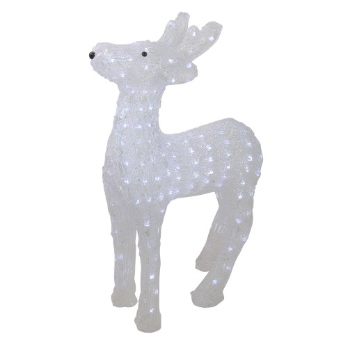 LED Lighted Commercial Grade Acrylic Reindeer Christmas Display Decor - 23" - Pure White Lights - IMAGE 1