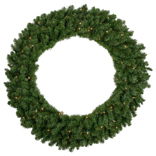 Pre-Lit Canadian Pine Artificial Christmas Wreath - 48" - Clear Lights - IMAGE 1