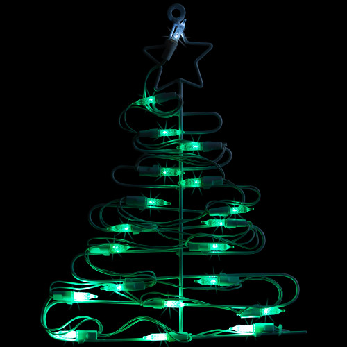 LED Lighted Christmas Tree Window Silhouette Decoration - 12.5" - Green Lights - IMAGE 1