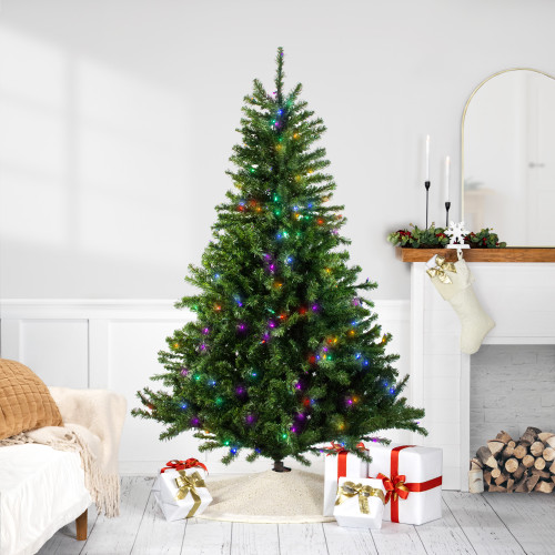 6' Pre-Lit LED Canadian Pine Artificial Christmas Tree - Multi Lights - IMAGE 1