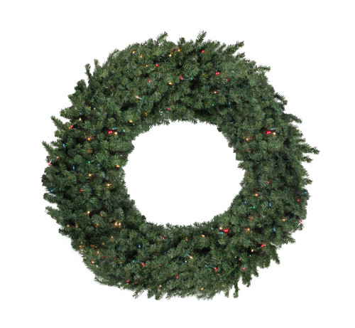 6' Pre-Lit Commercial Canadian Pine Artificial Christmas Wreath - Multi Lights - IMAGE 1