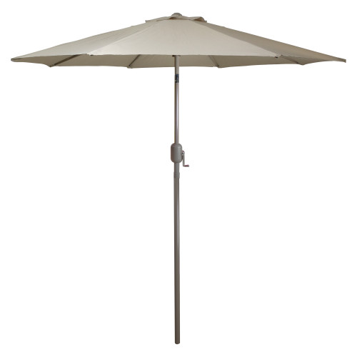 9ft Outdoor Patio Market Umbrella with Hand Crank and Tilt, Taupe - IMAGE 1