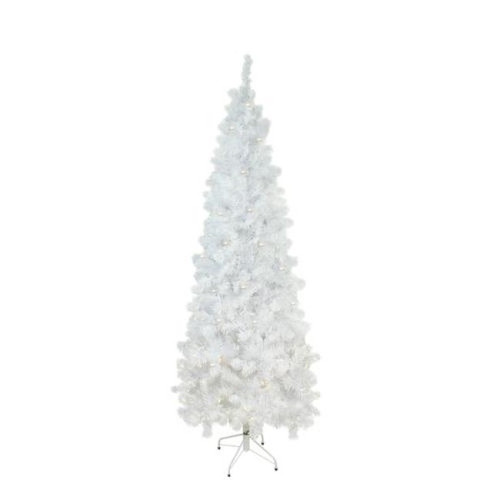 6.5' Pre-Lit Pencil White Winston Pine Artificial Christmas Tree ...