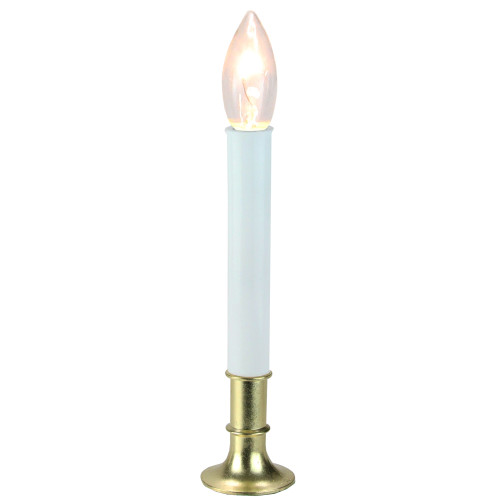 9" Pre-Lit White and Gold C7 Christmas Candle Lamp with Sensor - IMAGE 1