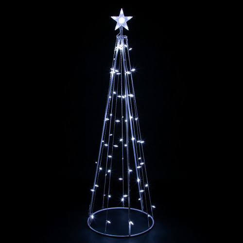 LED Lighted Outdoor Christmas Cone Tree with Star - 6' - Pure White Lights - IMAGE 1