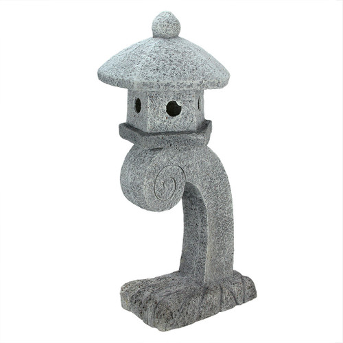 28" Solar Powered Gray Stone-Inspired Asian Birdhouse on Pedestal Outdoor Patio Garden Statue - IMAGE 1