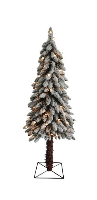 3' Pre-Lit Medium Flocked Alpine Artificial Christmas Tree - Clear Lights - IMAGE 1