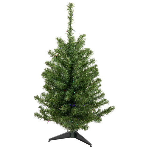 3' Pre-Lit LED Medium Canadian Pine Artificial Christmas Tree - Multicolor Lights - IMAGE 1