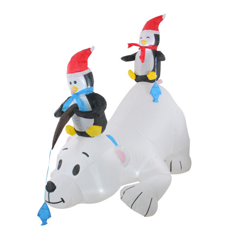 6' White and Black Inflatable Polar Bear and Penguins Lighted Outdoor Christmas Decor - IMAGE 1
