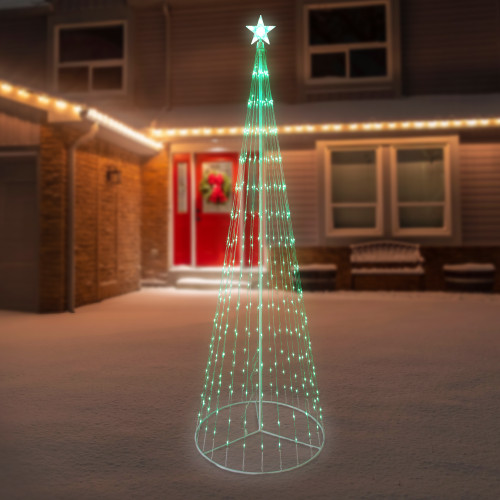 LED Lighted Show Cone Christmas Tree with Star Outdoor Decoration - 12' - Green - IMAGE 1