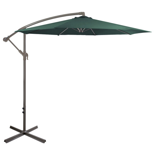 10ft Offset Outdoor Patio Umbrella with Hand Crank, Hunter Green - IMAGE 1