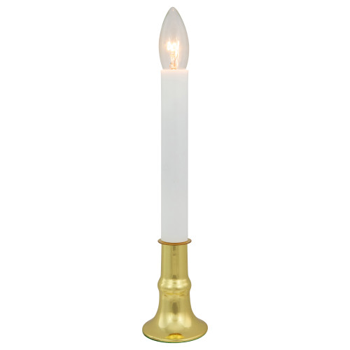 9" White and Gold C7 Light Christmas Candle Lamp with Timer - IMAGE 1