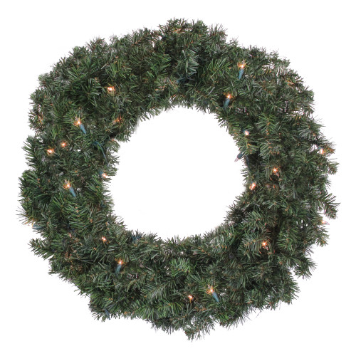 24" Pre-Lit Canadian Pine Artificial Christmas Wreath, Clear Lights - IMAGE 1