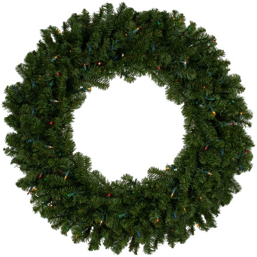 Pre-Lit Canadian Pine Artificial Christmas Wreath, 36 inch, Multi Lights - IMAGE 1