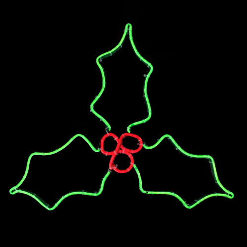 16" Neon Style LED Lighted Holly Berry Christmas Window Silhouette Decoration - IMAGE 1