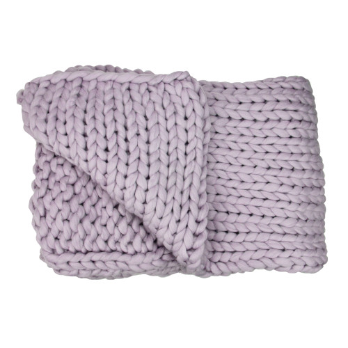 Light Purple Cable Knit Plush Throw Blanket 50 x 60 - IMAGE 1