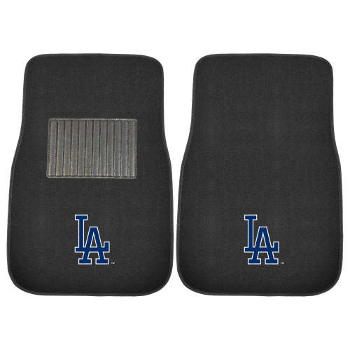 Set of 2 Black and Blue MLB Los Angeles Dodgers Car Mats 17" x 25.5" - IMAGE 1