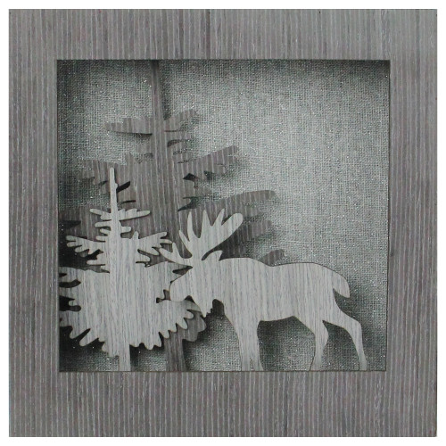 10" Glittered Moose Silhouette Box Framed Christmas Table Decoration - IMAGE 1
