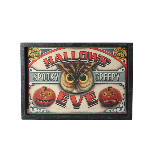 Black and Red "HALLOWS' EVE" Framed Rectangular Wall Art 11" x 16" - IMAGE 1