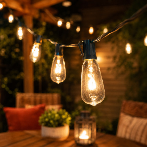 Edison Style Indoor Outdoor Patio Light Set - Clear - 9' Green Wire - 10ct - IMAGE 1