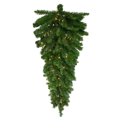 42" Pre-Lit Canadian Pine Artificial Christmas Teardrop Door Swag - Clear Lights - IMAGE 1