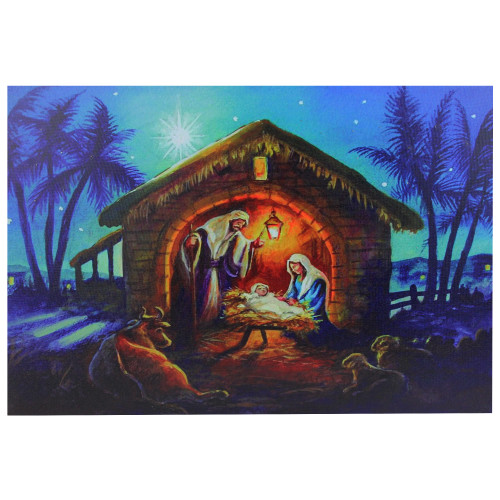 LED Fiber Optic Lighted Nativity Scene Christmas Wall Art 15.75" x 23.5" - IMAGE 1