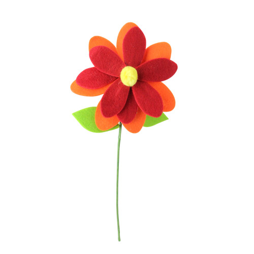 16” Red and Orange Rounded Flower Christmas Spray - IMAGE 1