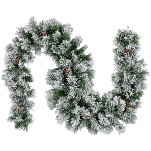 Flocked Angel Pine and Pine Cones Artificial Christmas Garland - 6.75' x 12" - Unlit - IMAGE 1