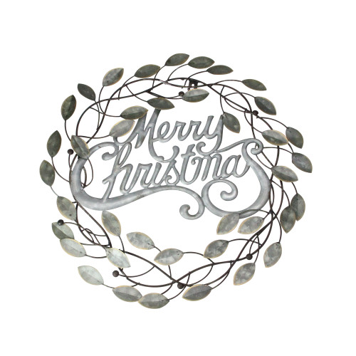 17.5" Silver and Bronze "Merry Christmas" Wall Hanging Wreath - IMAGE 1
