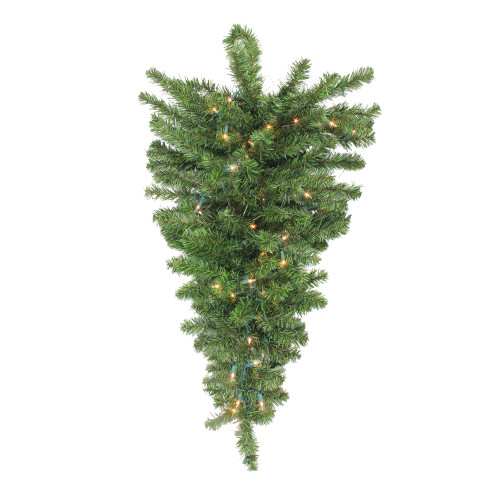 30" Pre-Lit Canadian Pine Artificial Christmas Teardrop Door Swag - Clear Lights - IMAGE 1