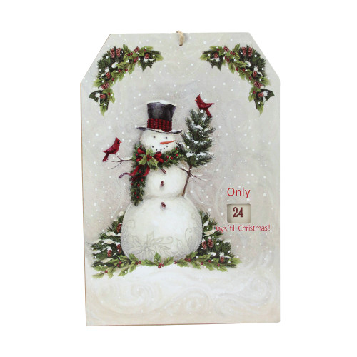 11.75" White Hanging Snowman and Cardinal Advent Christmas Calendar - IMAGE 1