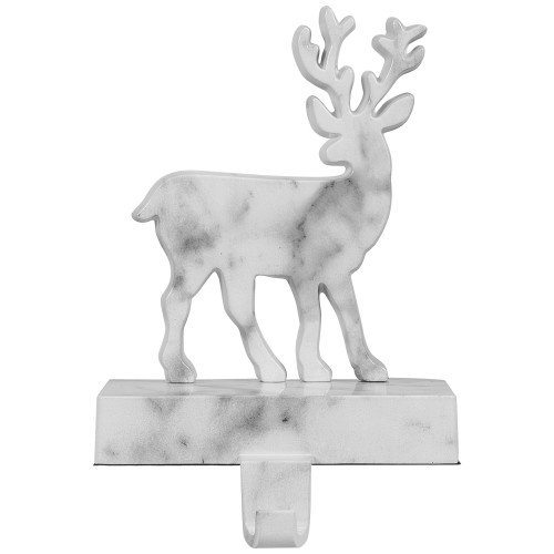Marbled Standing Deer Christmas Stocking Holder - 7.5" - White and Black - IMAGE 1