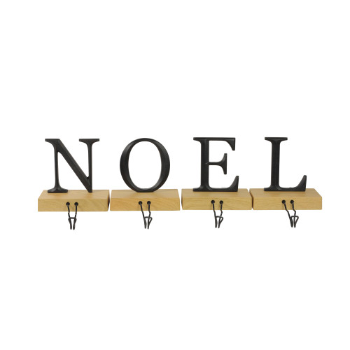 Set of 4 Brown and Black "NOEL" Christmas Stocking Holder 6" - IMAGE 1