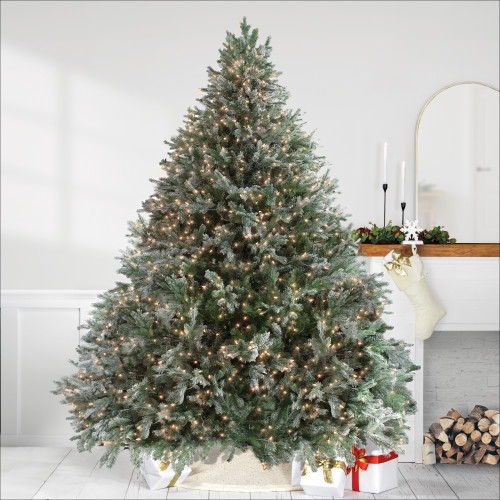 Real Touch™️ Pre-Lit Full Flocked Jasper Balsam Fir Artificial Christmas Tree - 9' - Clear Lights - IMAGE 1