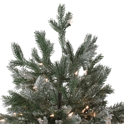 9 Pre Lit Green Flocked Jasper Balsam Fir Artificial Christmas Tree Clear Lights Christmas Central