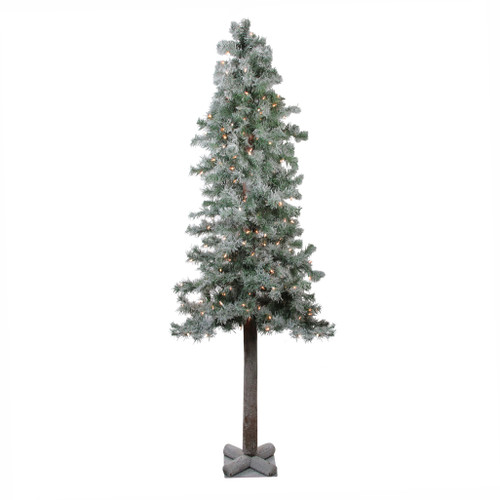 6' Lightly Flocked Glittered Woodland Alpine Artificial Christmas Tree - Clear Lights - IMAGE 1