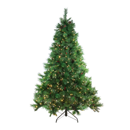 6.5' Pre-Lit Full Denali Mixed Pine Artificial Christmas Tree - Multicolor Dual LED Lights - IMAGE 1