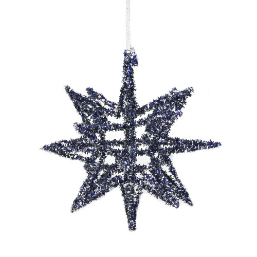 7" Blue Geometric Starburst Hanging Christmas Ornament - IMAGE 1
