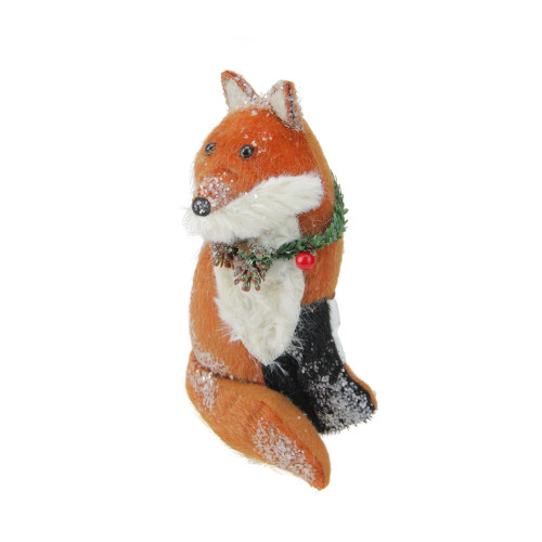 6.5" Brown and White Hanging Stuffed Fox Christmas Ornament - IMAGE 1