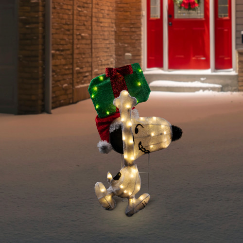 32" Lighted Peanuts Snoopy with Present Christmas Outdoor Yard