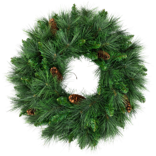 Mixed White Valley Pine with Pine Cones Artificial Christmas Wreath - 24" - Unlit - IMAGE 1