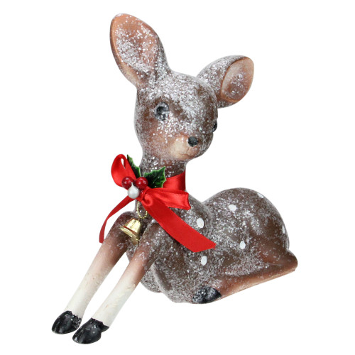 7.5" Brown and White Spotted Glitter Reindeer Table Top Christmas Decoration - IMAGE 1