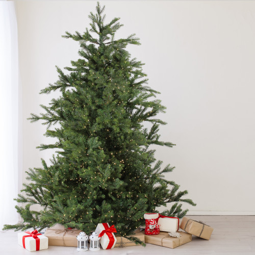 Real Touch™️ Pre-Lit Full Oregon Noble Fir Artificial Christmas Tree - 9' - Warm White LED Lights - IMAGE 1