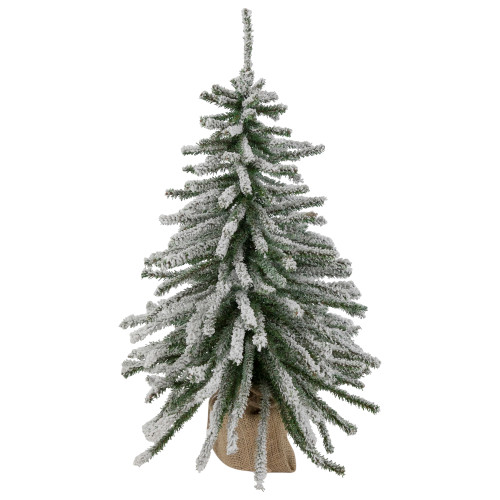 2' Potted Flocked Downswept Mini Village Pine Medium Artificial Christmas Tree - Unlit - IMAGE 1