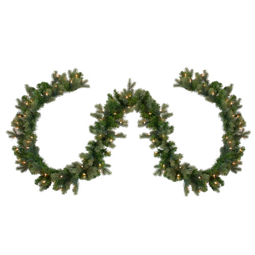 Pre-Lit Savannah Spruce Artificial Christmas Garland - 9' x 12" - Clear Lights - IMAGE 1