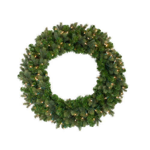 Pre-Lit Savannah Spruce Artificial Christmas Wreath - 36-Inch, Clear Lights - IMAGE 1