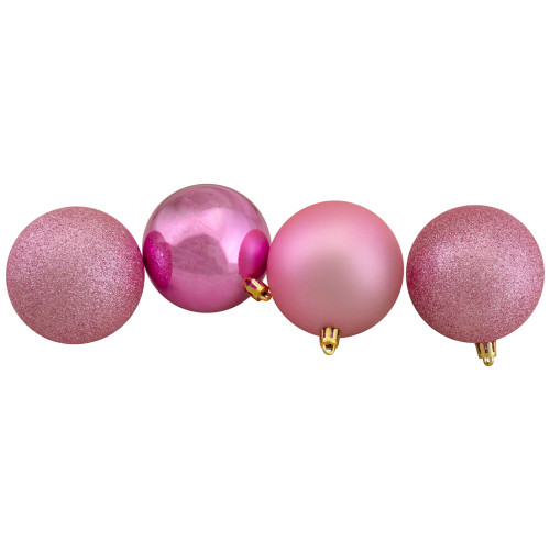 32ct Bubblegum Pink Shatterproof 4-Finish Christmas Ball Ornaments 3.25" (80mm) - IMAGE 1