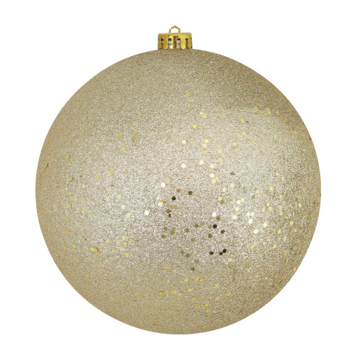 Champagne Gold Shatterproof Holographic Glitter Christmas Ball Ornament 8" (200mm) - IMAGE 1