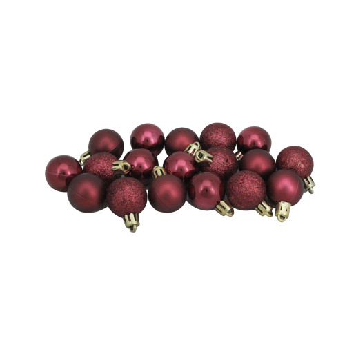 18ct Burgundy Red Shatterproof 4-Finish Christmas Ball Ornaments 1.25" (30mm) - IMAGE 1