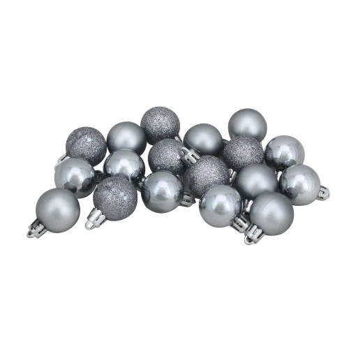 18ct Pewter Gray Shatterproof 4-Finish Christmas Ball Ornaments 1.25" (30mm) - IMAGE 1